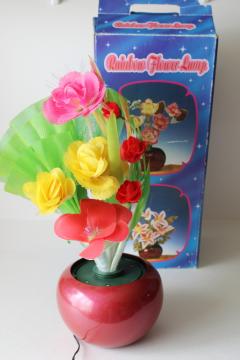 catalog photo of 90s vintage fiberoptic color change light, mod zen flowers working TV lamp mood light 