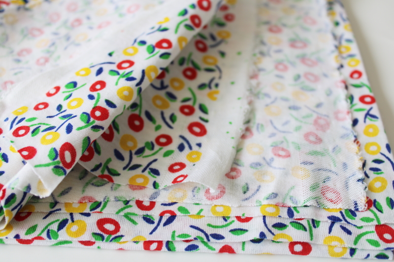 photo of 90s vintage jersey knit fabric, poly blend or all cotton w/ bright colorful flowers print #2