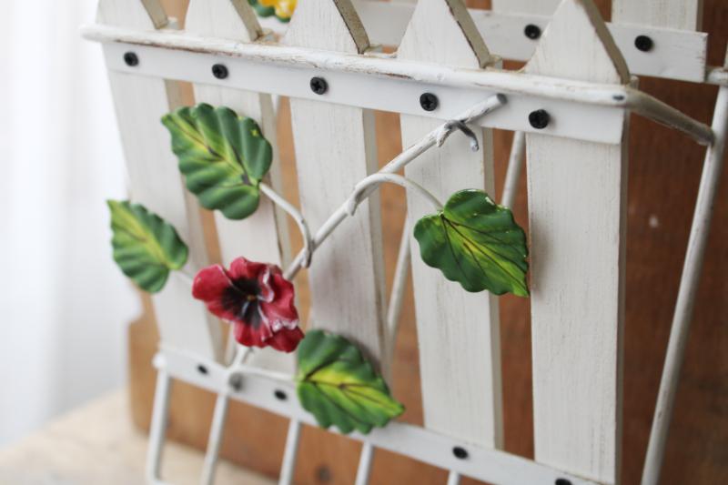 photo of 90s vintage mail rack wall mount organizer pockets, cottage garden picket fence w/ flowers90s vintage mail rack wall mount organizer pockets, cottage garden picket fence w/ flowers #3
