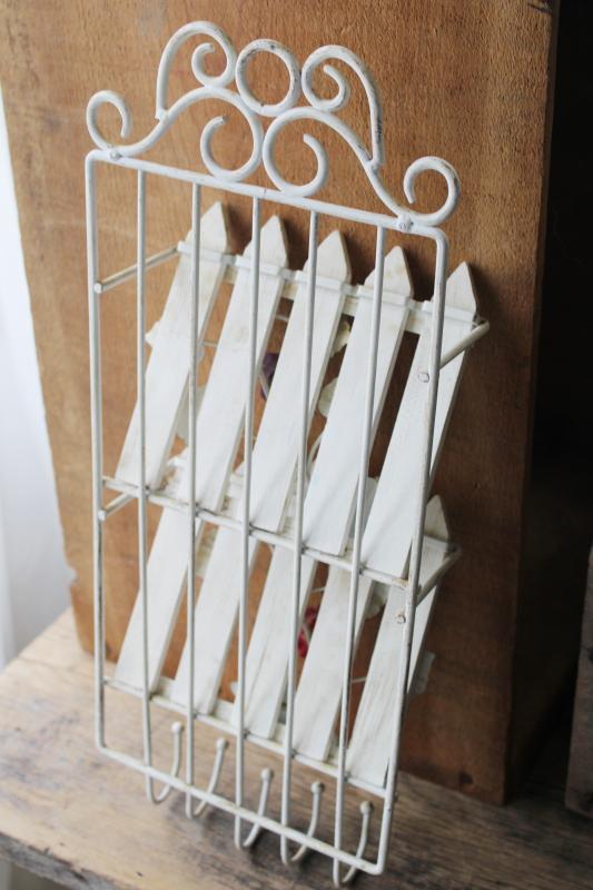 photo of 90s vintage mail rack wall mount organizer pockets, cottage garden picket fence w/ flowers90s vintage mail rack wall mount organizer pockets, cottage garden picket fence w/ flowers #5