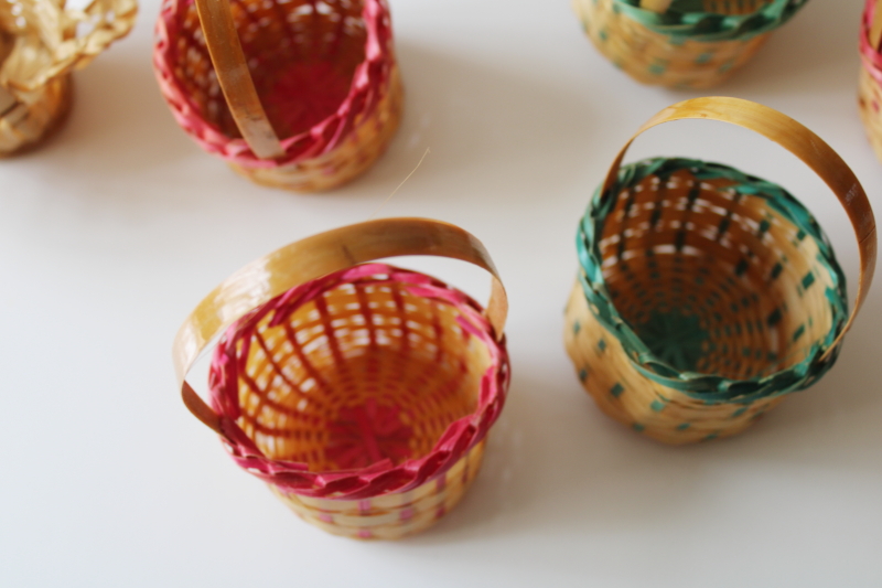 photo of 90s vintage mini baskets, tiny doll size Easter baskets or ornaments, cottagecore country decor  #3
