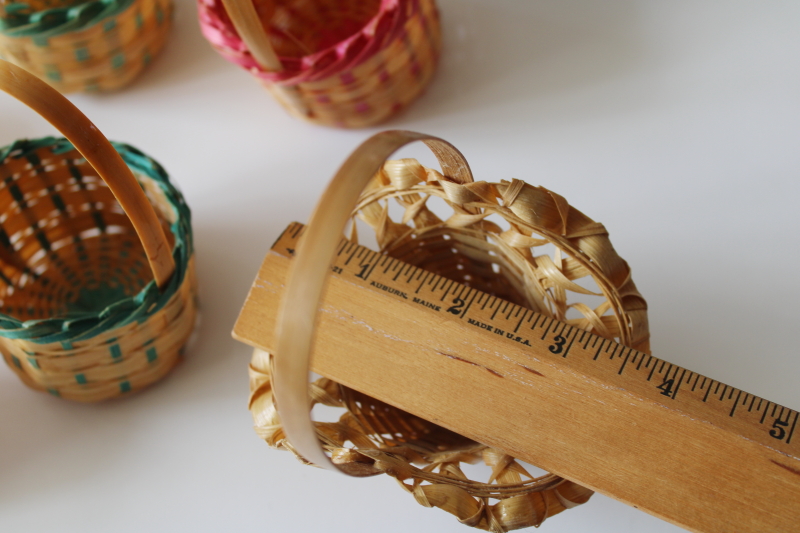 photo of 90s vintage mini baskets, tiny doll size Easter baskets or ornaments, cottagecore country decor  #5