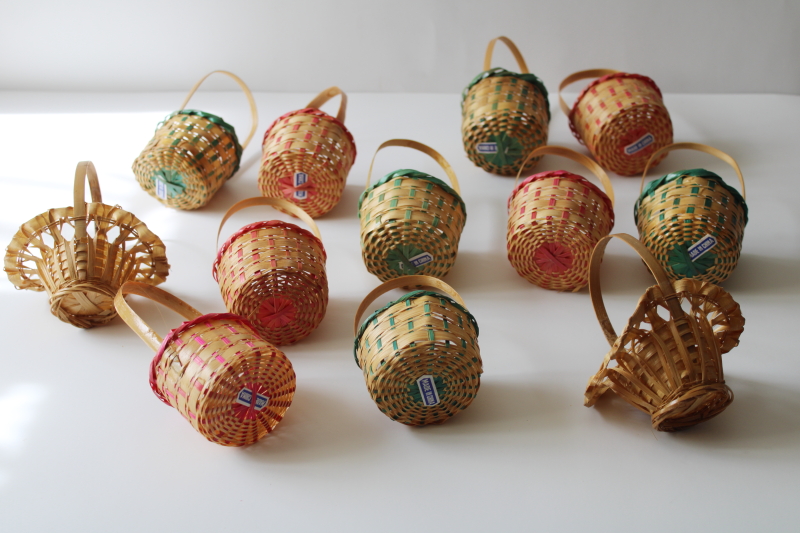 photo of 90s vintage mini baskets, tiny doll size Easter baskets or ornaments, cottagecore country decor  #6