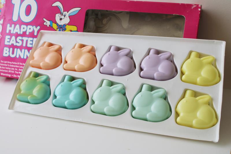 photo of 90s vintage mini lights w/ pastel plastic bunnies, Easter tree or window decoration #2