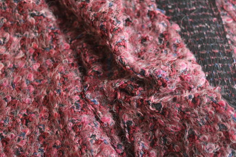 photo of 90s vintage mohair wool boucle fabric, soft suiting w/ knit backing designer look fabric  #3