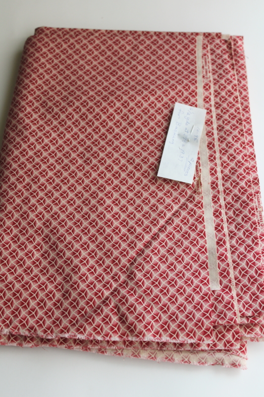 photo of 90s vintage quilting fabric, 6 1/2 yards primitive style cotton calico barn red print on light tan  #1