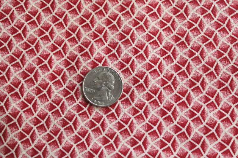 photo of 90s vintage quilting fabric, 6 1/2 yards primitive style cotton calico barn red print on light tan  #4