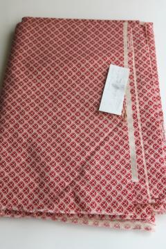 90s vintage quilting fabric, 6 1/2 yards primitive style cotton calico barn red print on light tan 