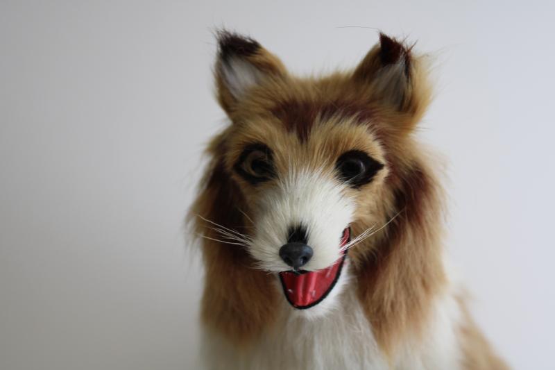 photo of 90s vintage real fur large collie dog, statue or figurine (not a toy) made in China #2