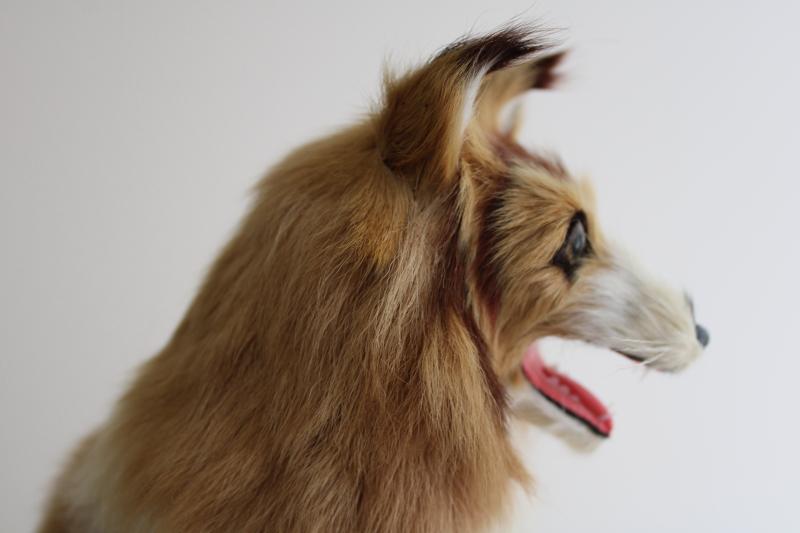 photo of 90s vintage real fur large collie dog, statue or figurine (not a toy) made in China #3