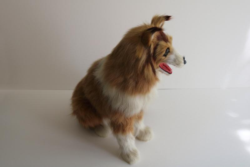 photo of 90s vintage real fur large collie dog, statue or figurine (not a toy) made in China #4