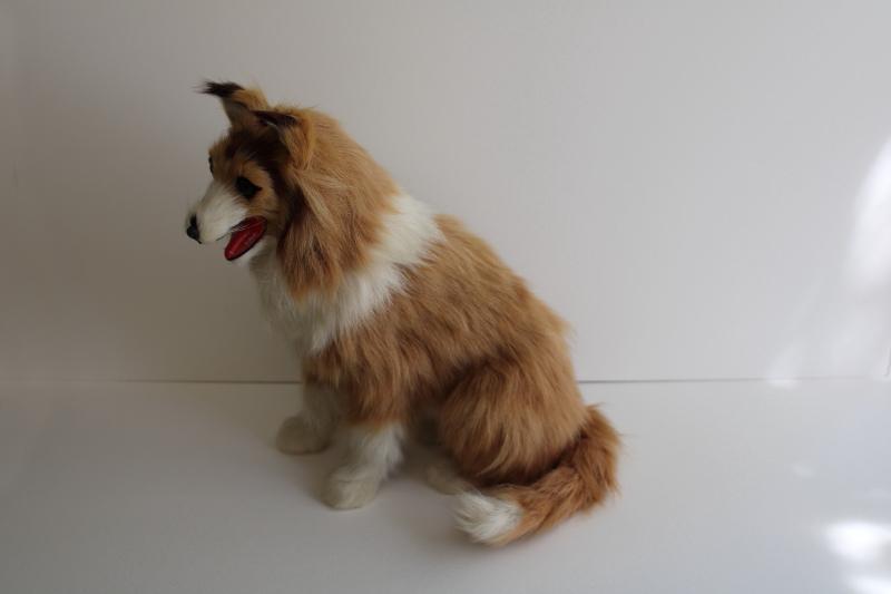 photo of 90s vintage real fur large collie dog, statue or figurine (not a toy) made in China #5