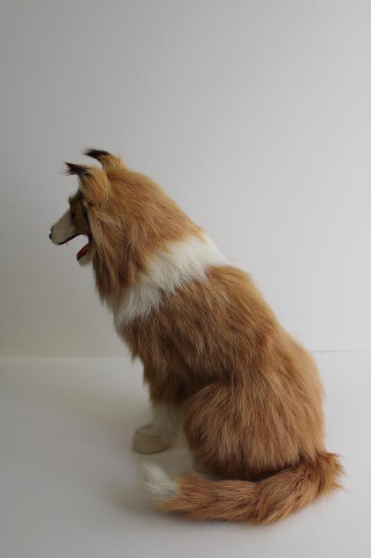 photo of 90s vintage real fur large collie dog, statue or figurine (not a toy) made in China #6