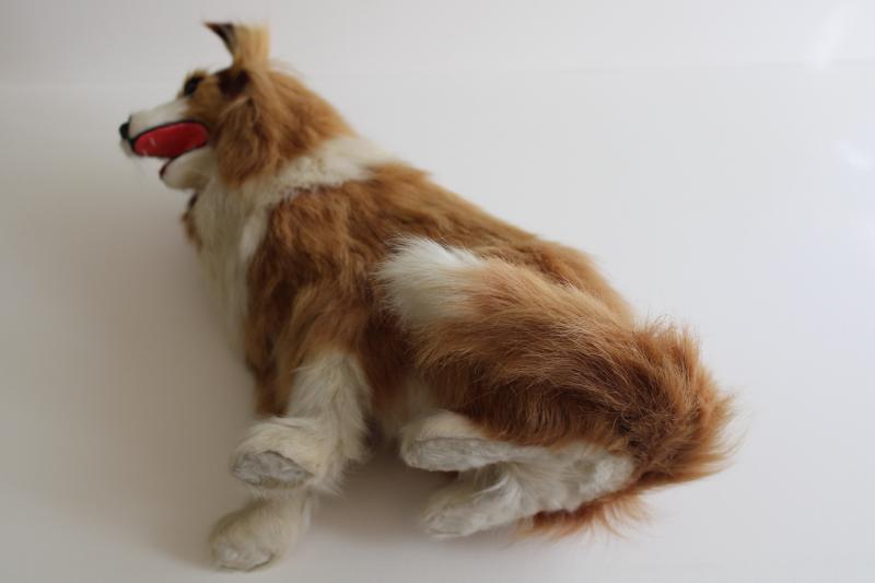 photo of 90s vintage real fur large collie dog, statue or figurine (not a toy) made in China #7