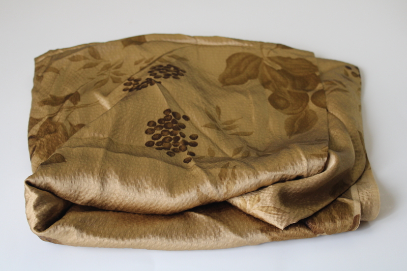 photo of 90s vintage satiny poly fabric, crinkle texture charmeuse golden bronze zen floral  #1