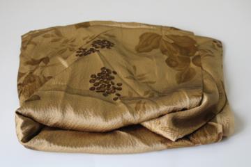 catalog photo of 90s vintage satiny poly fabric, crinkle texture charmeuse golden bronze zen floral 