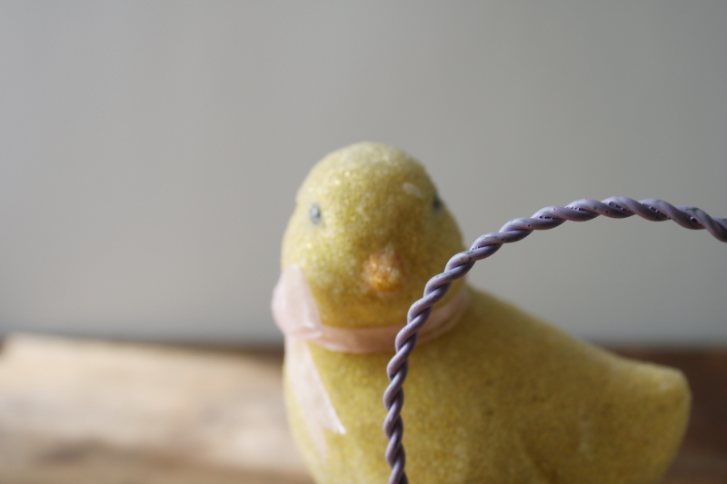 photo of 90s vintage spring decor faux sugared resin figurines lot, Easter basket, baby chick, white bunny  #7
