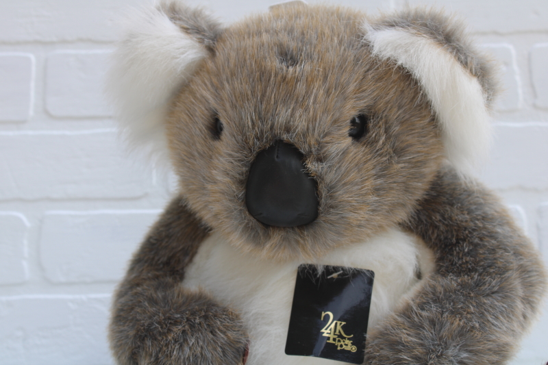 photo of 90s vintage stuffed animal, large toy fluffy furry plush koala w/ teddy bear shape #2