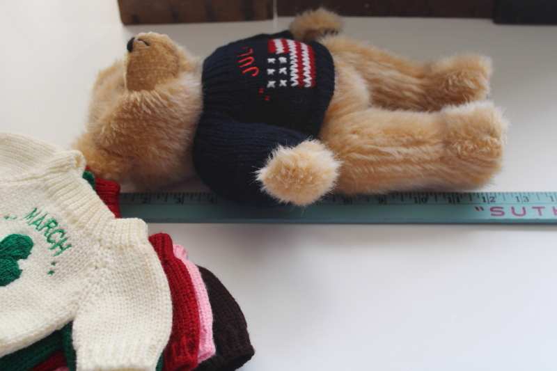 photo of 90s vintage teddy bear with knitted sweaters every month of the year, holiday seasonal decorations  #2