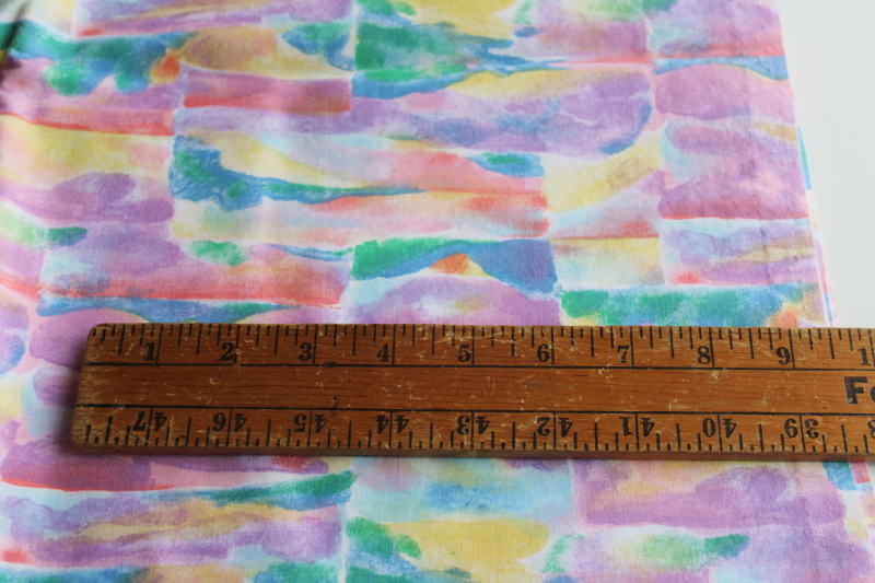 photo of 90s vintage tropical print fabric lot, flowers & watercolor abstract prints in pastels & brights  #3