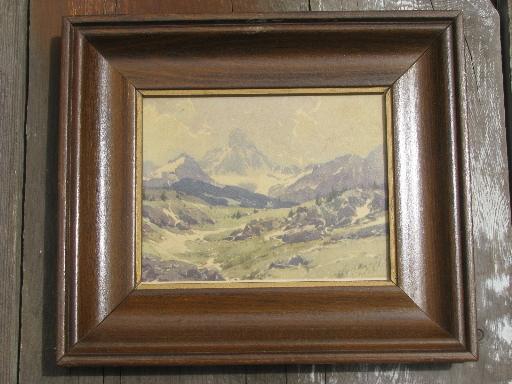 photo of A C Leighton Canadian Rockies oil or watercolors, framed miniature prints #3