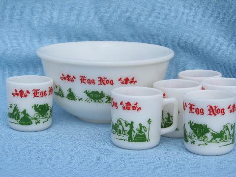 photo of A Christmas Carol scene holiday punch bowl and cups, vintage Tom and Jerry #1