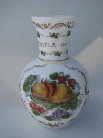 photo of A Trifle in Glass, vintage hand-painted motto ware Bristol glass vase #1