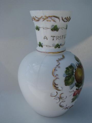 photo of A Trifle in Glass, vintage hand-painted motto ware Bristol glass vase #2