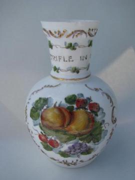 catalog photo of A Trifle in Glass, vintage hand-painted motto ware Bristol glass vase