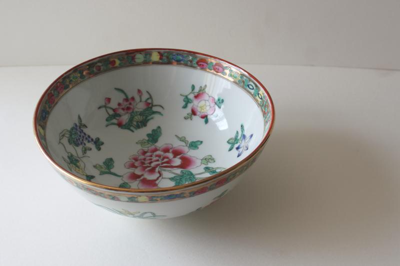 photo of ACF Japanese Porcelain Ware Hong Kong, vintage hand painted botanical china bowl #1