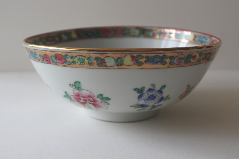 photo of ACF Japanese Porcelain Ware Hong Kong, vintage hand painted botanical china bowl #2