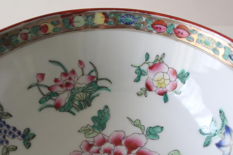 photo of ACF Japanese Porcelain Ware Hong Kong, vintage hand painted botanical china bowl #3