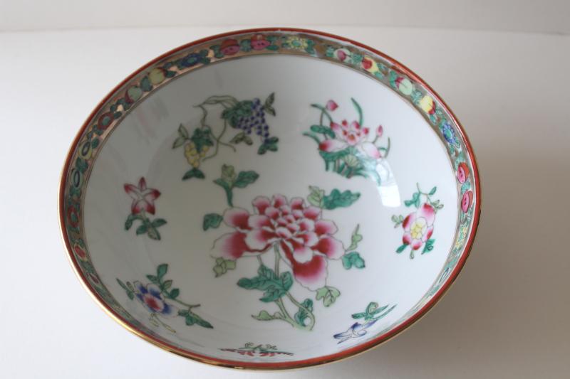 photo of ACF Japanese Porcelain Ware Hong Kong, vintage hand painted botanical china bowl #4