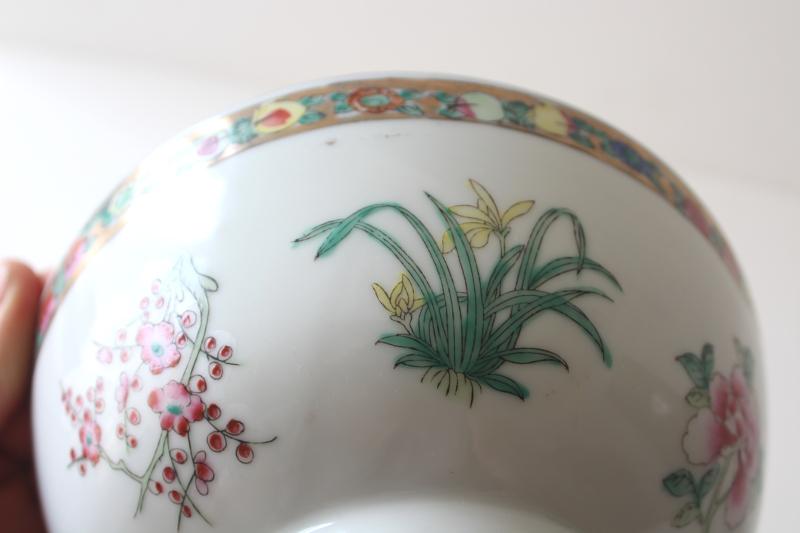 photo of ACF Japanese Porcelain Ware Hong Kong, vintage hand painted botanical china bowl #5