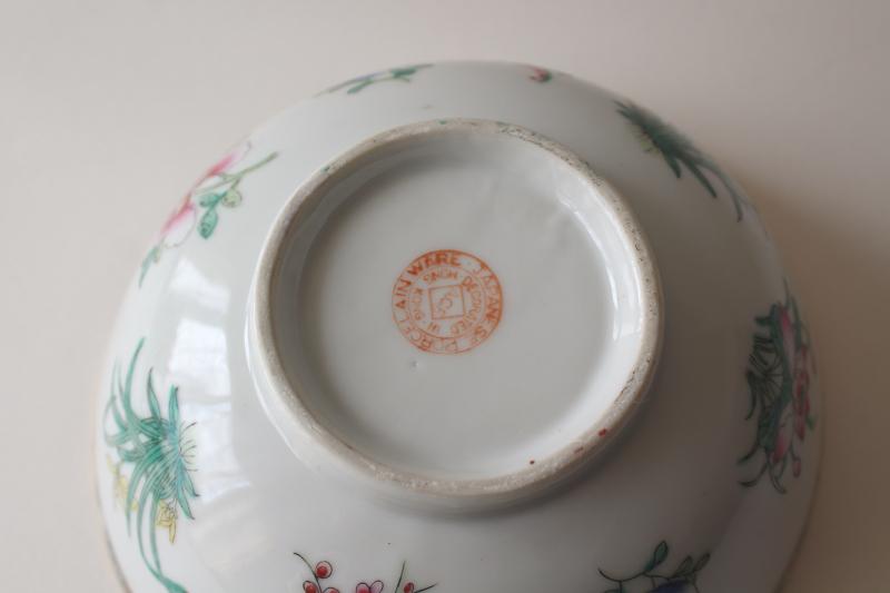 photo of ACF Japanese Porcelain Ware Hong Kong, vintage hand painted botanical china bowl #9