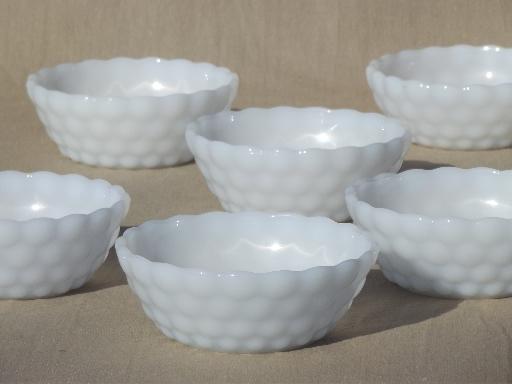 photo of AH bubble pattern milk glass bowls, berry bowl  or ice cream dishes set #1