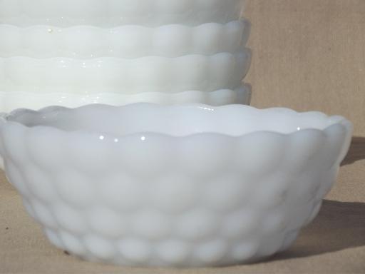 photo of AH bubble pattern milk glass bowls, berry bowl  or ice cream dishes set #2