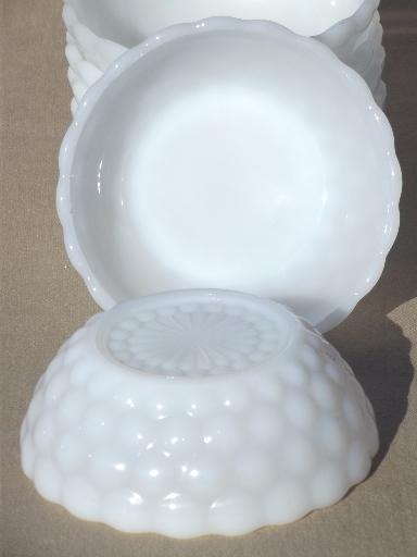 photo of AH bubble pattern milk glass bowls, berry bowl  or ice cream dishes set #3