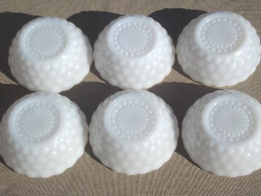 photo of AH bubble pattern milk glass bowls, berry bowl  or ice cream dishes set #4