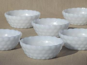 catalog photo of AH bubble pattern milk glass bowls, berry bowl  or ice cream dishes set