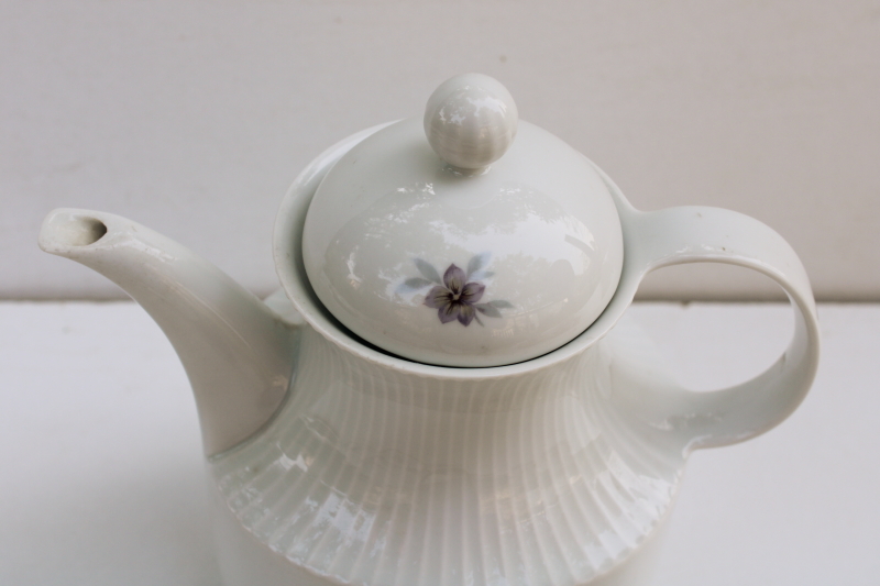 photo of AK Kaiser mid century vintage West Germany porcelain tea or coffee pot, anemone floral in blue & lavender  #2