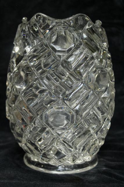 photo of APG antique crystal clear glass water pitcher, Richmond buttons & bars pattern Fostoria Ohio #4