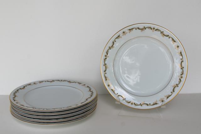 photo of Aberdeen green border pattern vintage Noritake china salad plates, set of 6 #1