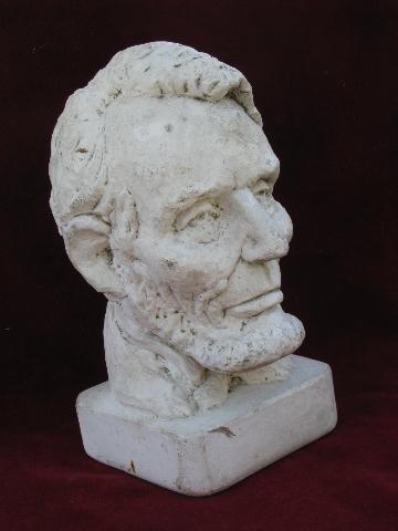 photo of Abraham Lincoln bust, vintage plaster statuary, old Honest Abe statue #1