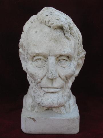 photo of Abraham Lincoln bust, vintage plaster statuary, old Honest Abe statue #2