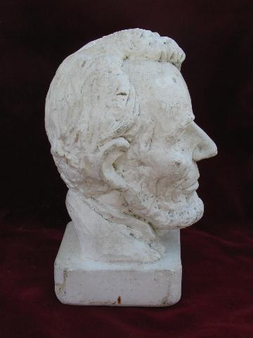 photo of Abraham Lincoln bust, vintage plaster statuary, old Honest Abe statue #5