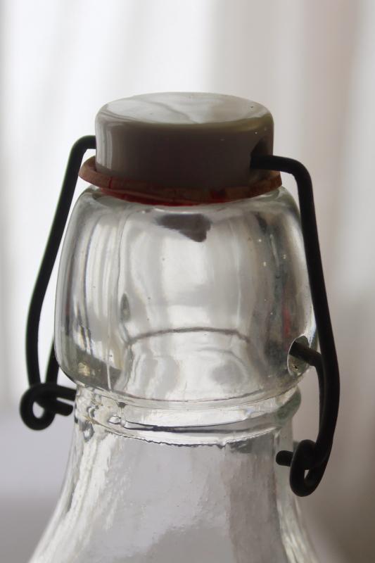 photo of Absolutely Pure Milk glass dairy bottle, 80s vintage antique reproduction w/ bail top  #7