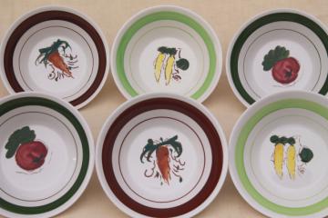 catalog photo of Action Industries vintage Korea deep soup or serving bowls w/ hand-painted vegetables