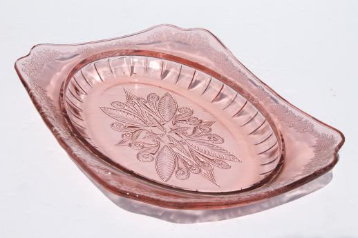 photo of Adam pattern pink depression glass platter or tray, 1930s vintage #1