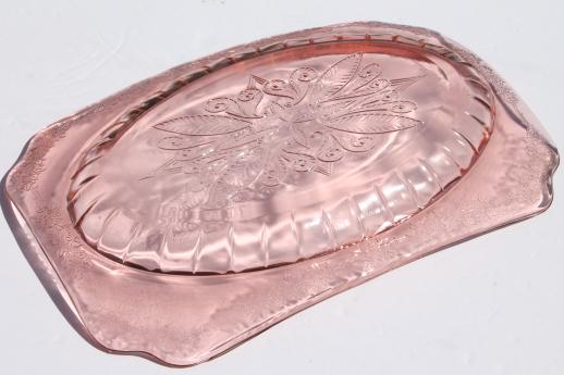 photo of Adam pattern pink depression glass platter or tray, 1930s vintage #3